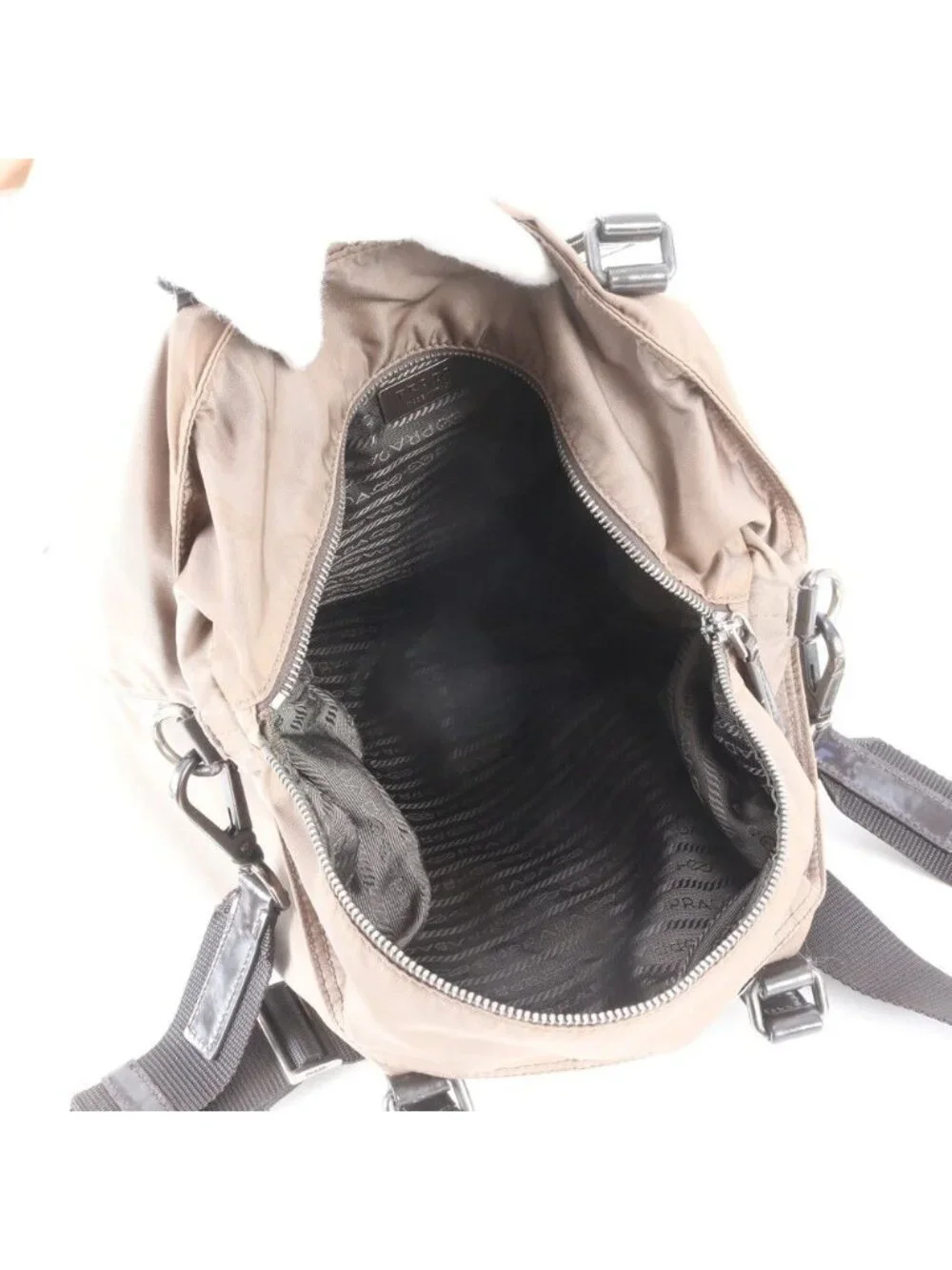 Prada Tessuto Nylon Triangle Logo Leather 2-Way Shoulder Bag Crossbody